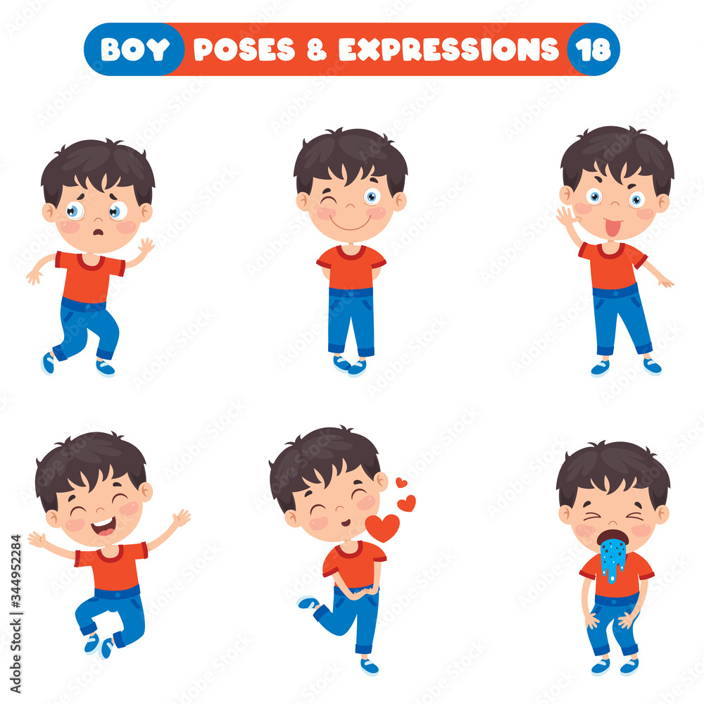 Poses And Expressions Of A Funny Boy Poses And Expressions Of A Funny Boy