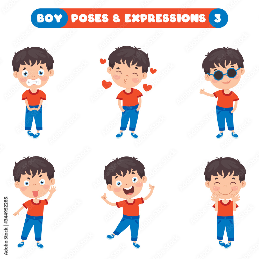 Poses And Expressions Of A Funny Boy Poses And Expressions Of A Funny Boy