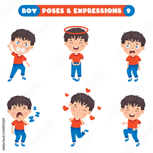 Poses And Expressions Of A Funny Boy