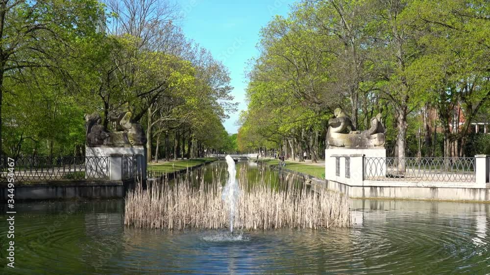 Cologne Koln, Germany, The Rautenstrauch Canal at the Karl-Schwering Square in Lindenthal District Cologne Koln, Germany, The Rautenstrauch Canal at the Karl-Schwering Square in Lindenthal District
