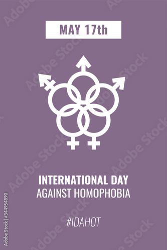 Symbols of sexual orientation. Concept of the celebration of the International day against homophobia, may 17. Vector stock flat illustration. Postcard or social media post.