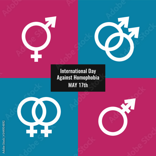 Symbols of sexual orientation. Concept of the celebration of the International day against homophobia, may 17. Vector stock flat illustration. Postcard or social media post.