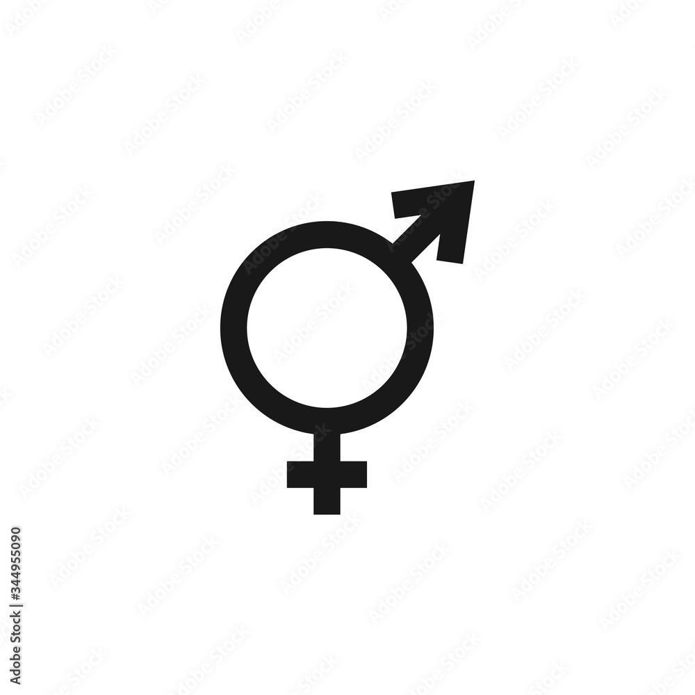 Combined male and female symbol. Used to refer to intersexuality and androgyny. Vector stock black icon isolated on a white background. Combined male and female symbol. Used to refer to intersexuality and androgyny. Vector stock black icon isolated on a white background.