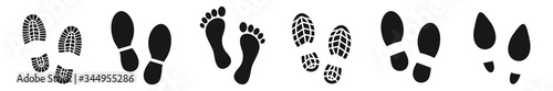 Different human footprints icon set. shoe footprints, Vector Illustration