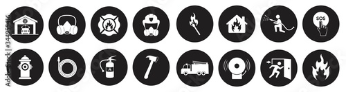 Firefighter icon set, Fire department sign or symbol, vector Illustration