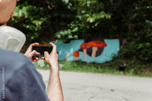 Graffiti artist painting