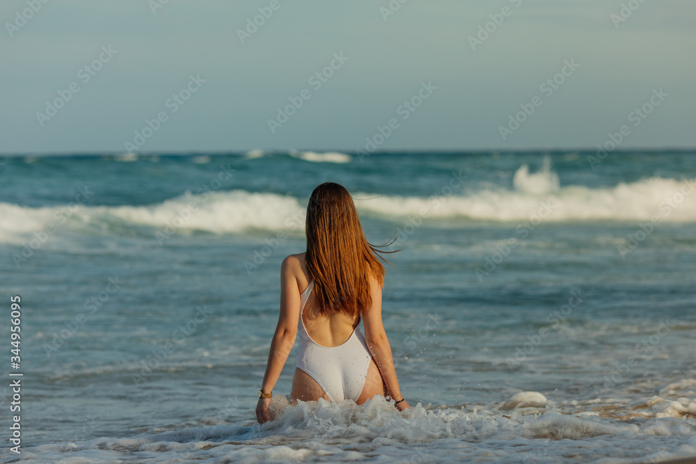 Portrait of hispanic woman enjoying in the sea. Portrait of hispanic woman enjoying in the sea.