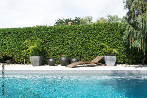 Private pool in backyard