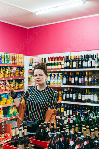 Portrait of Retro-Styled Woman in Kiosk photo