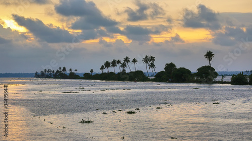 Backwaters in a Boathouse in Kumarakom, Kerala, India.