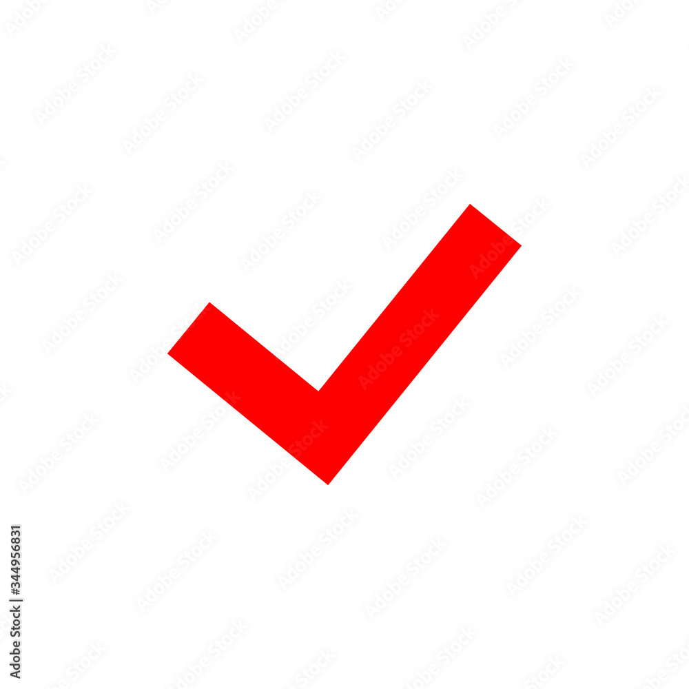 Check mark red icon vector illustration isolated on white background. Check mark red icon vector illustration isolated on white background.