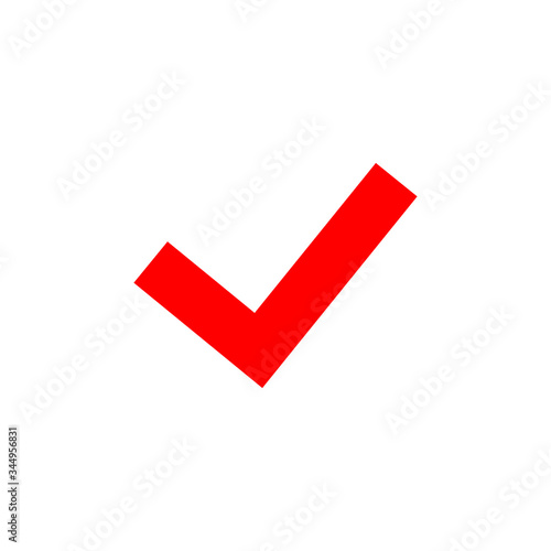 Check mark red icon vector illustration isolated on white background.