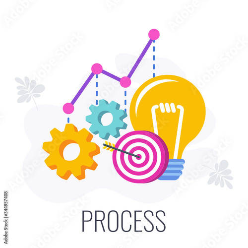Process infographics flat vector pictogram. 7 PS marketing mix.