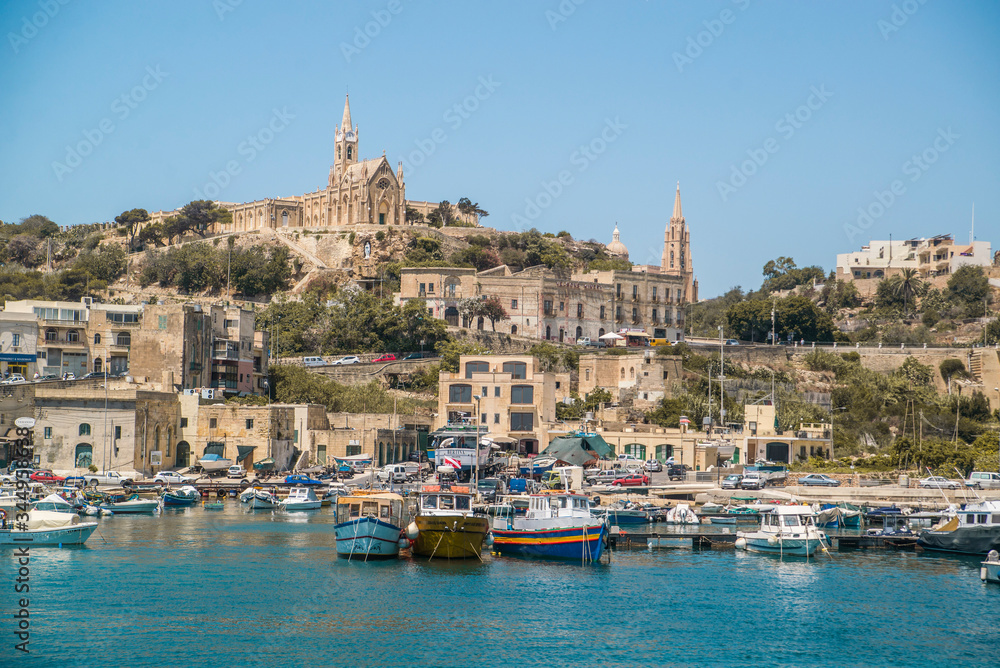 view of boats in the port in malta