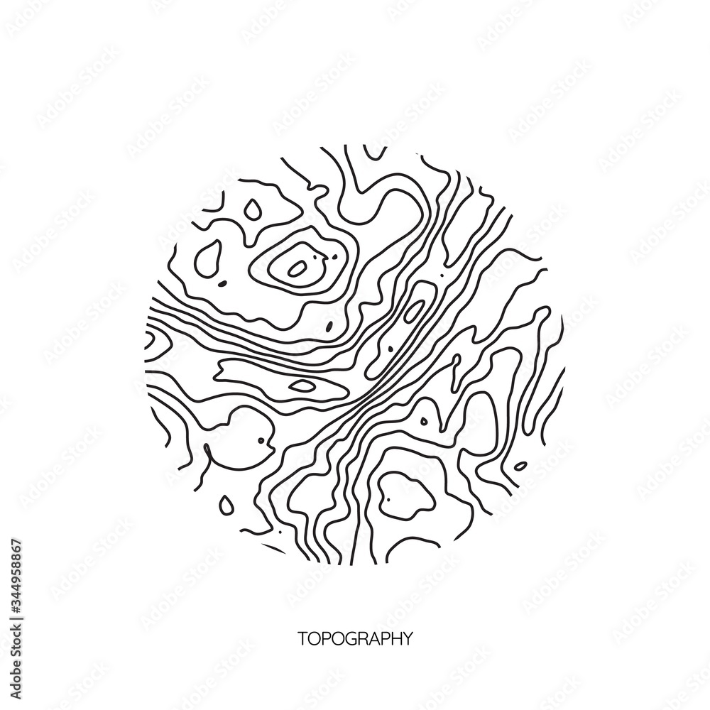 Abstract topographic vector map in a circle form