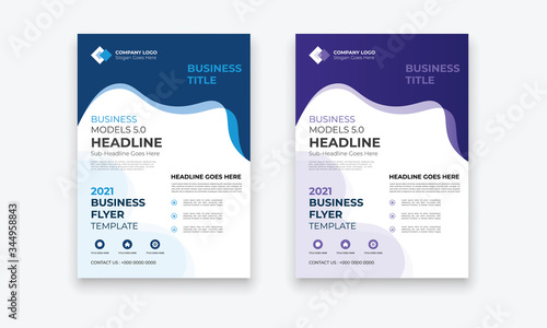 Template vector design for Brochure, Annual Report, Magazine, Poster, Corporate Presentation, Portfolio, Flyer, infographic, layout modern with blue color size A4, Front and back, Easy to use.