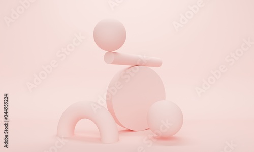 Fotografia Abstract light pink composition with figures in balance