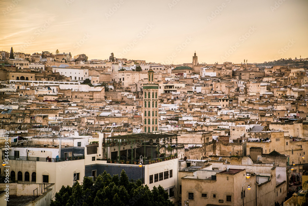 panoramic rooftop view of fez morocco