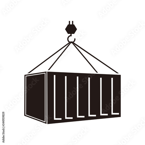 Pulley and Container Icon - Shipping Vector Sign and Symbol in Glyph Style for Design