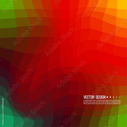 Distorted wave colorful texture. Abstract dynamical rippled surface. Vector stripe deformation background. Transition and gradation of color.