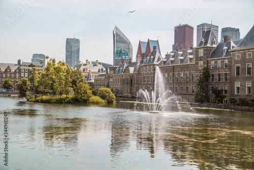 city park and fountain in netherlands