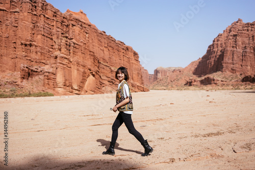 Girl in Wensu Grand Canyon,Xinjiang.China photo