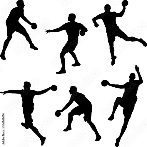 silhouettes of handball player