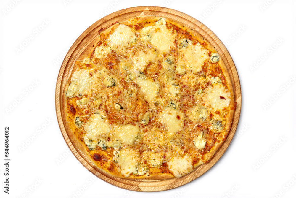 Pizza isolated on a white background. Top view Pizza isolated on a white background. Top view