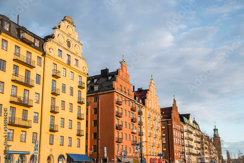 Canvas Print colorful facade of stockholm sweden