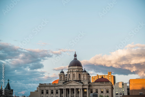 view of courthouse building in downtown syracuse new york at sunset photo