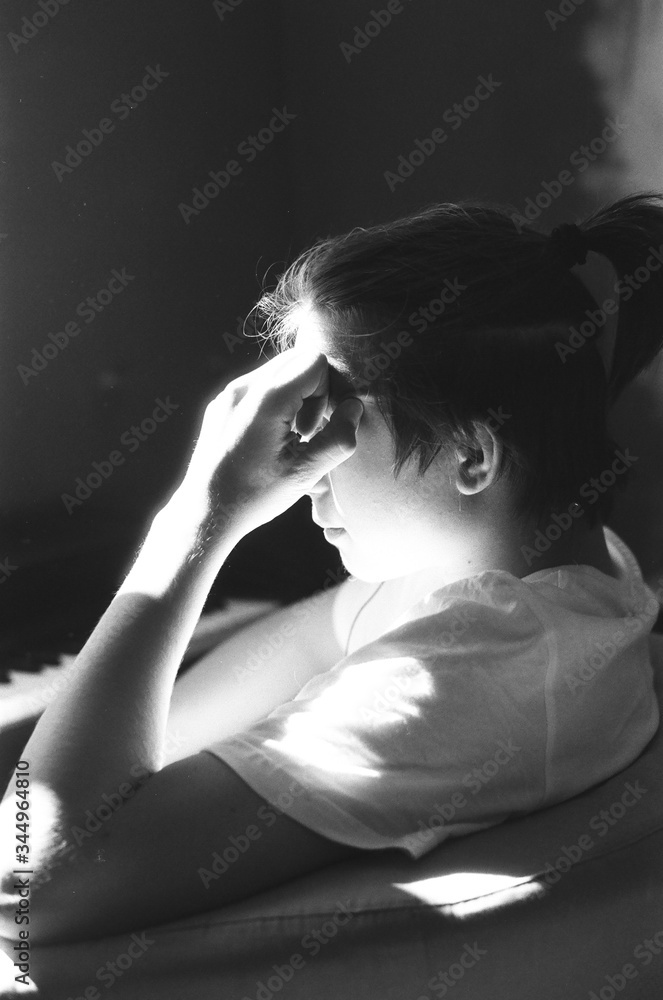 A beautiful black and white photo of a young boy A beautiful black and white photo of a young boy