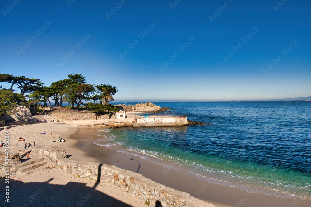 Very sunny day at Pacific Grove pier.