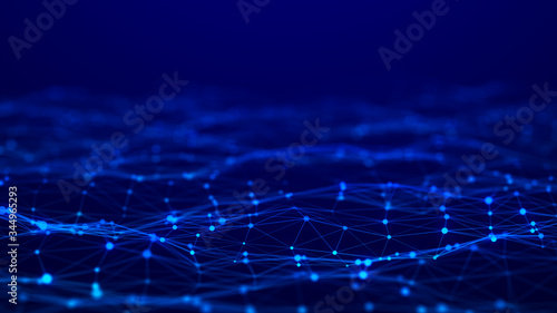 Network connection dots and lines. Technology background. Plexus. Big data background. 3d rendering. © Dmitry