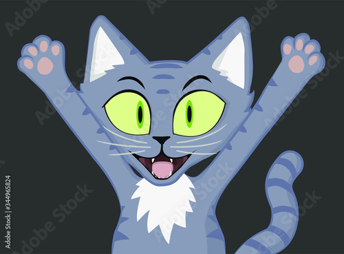 Cat Character Cartoon, Cheer
