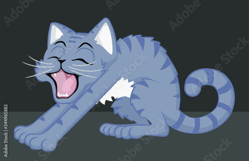 Cat Character Cartoon, Yawn Stretch
