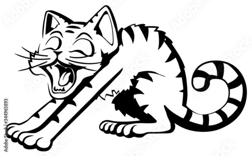Cat Character Stencil, Yawn Stretch

