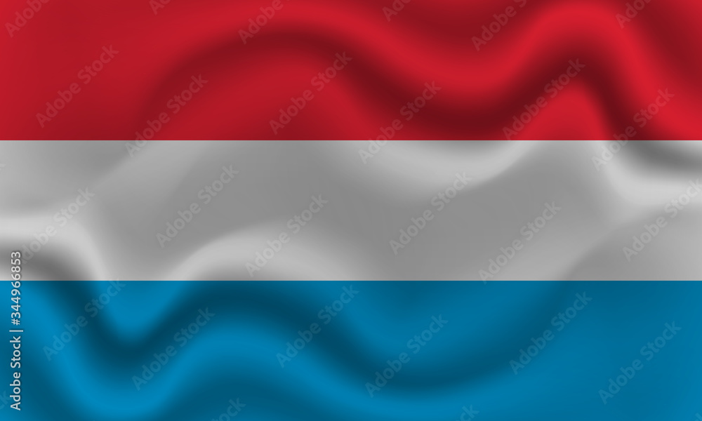 national flag of luxembourg on wavy cotton fabric. Realistic vector illustration. national flag of luxembourg on wavy cotton fabric. Realistic vector illustration.