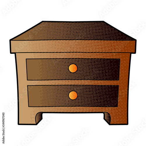 sideboard vector design. digital hand drawn. halftone texture