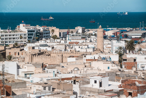 panoramic view of tunisian old town in africa on the Mediterranean 