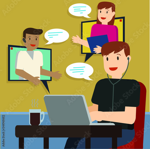 Peoples are doing online meeting illustration