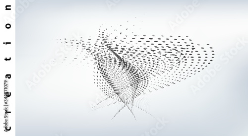 Creation of matter by elementary particles. Vector graphics