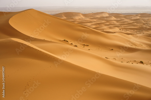 The huge seas of dunes of Erg Chebbi near Merzouga in southeastern Morocco.