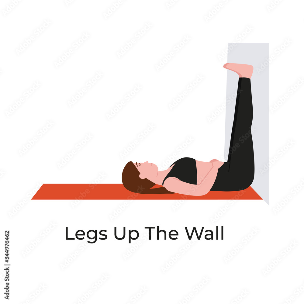 Young beautiful woman practicing yoga in legs up the wall or viparita