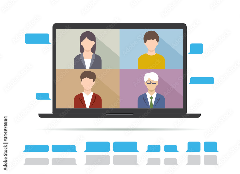 Work team doing videoconference. Friends connecting in quarantine. Work team doing videoconference. Friends connecting in quarantine.