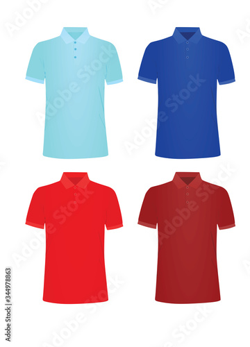 Blue and red polo t shirt. vector illustration
