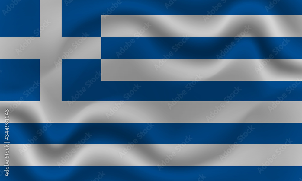 national flag of Greece on wavy cotton fabric. Realistic vector illustration. national flag of Greece on wavy cotton fabric. Realistic vector illustration.