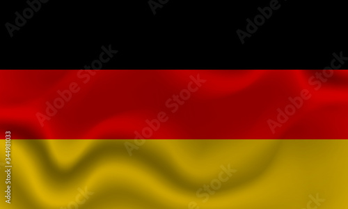 national flag of Germany on wavy cotton fabric. Realistic vector illustration.