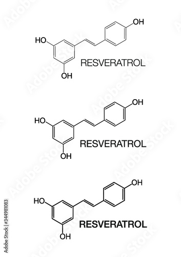 Chemical structure of the supplement Resveratrol. There are studies signs that Resveratrol prevents people infected with the Corora virus ending up at the intensive care. 