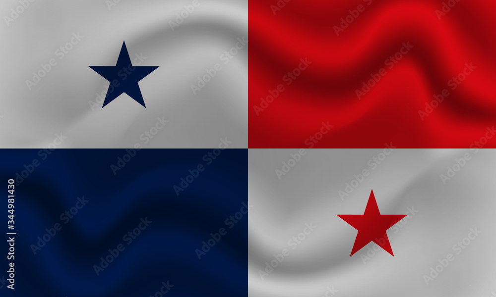 national flag of Panama on wavy cotton fabric. Realistic vector illustration. national flag of Panama on wavy cotton fabric. Realistic vector illustration.