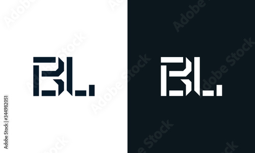 Abstract letter BL logo. This logo icon incorporate with abstract shape in the creative way. Modern letter logo design in black and white.